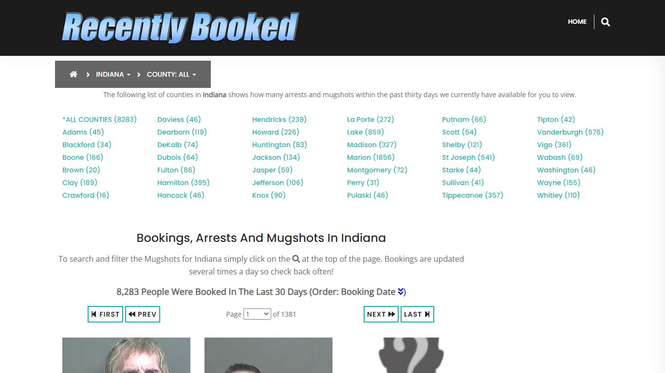 Recent bookings, Arrests, Mugshots in Indiana - Recently Booked